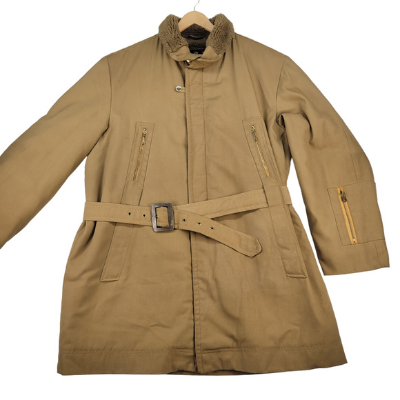 Stratojac Heavy Sherpa Lined Military Coat Jacket Brown Mens 44 Long Vtg 70s - Picture 1 of 12
